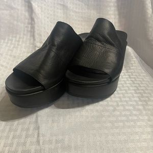 Eileen Fisher leather wedge slides